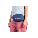 Recycled polyester bum bag with lining and two compartments blue colour image with logo 5