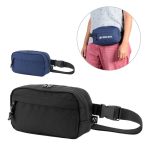 Recycled polyester bum bag with lining and two compartments various colours
