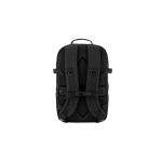 Recycled polyester military-style backpack with straps and badge black colour second view