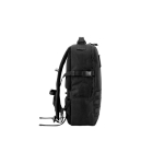Recycled polyester military-style backpack with straps and badge black colour third view