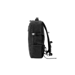 Recycled polyester military-style backpack with straps and badge black colour fourth view