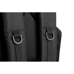 Recycled polyester military-style backpack with straps and badge black colour sixth view