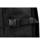 Recycled polyester military-style backpack with straps and badge black colour seventh view