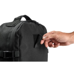 Recycled polyester military-style backpack with straps and badge black colour ninth view