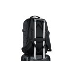 Recycled polyester military-style backpack with straps and badge black colour tenth view