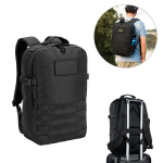 Recycled polyester military-style backpack with straps and badge various colours