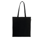 Organic cotton shopping bag with long handles, 140 g/m2 black colour