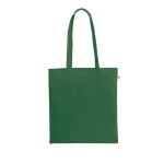 Organic cotton shopping bag with long handles, 140 g/m2 dark green colour