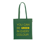 Organic cotton shopping bag with long handles, 140 g/m2 dark green colour image with logo