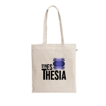 Natural recycled cotton-polyester shopping bag with handles, 150 g/m2 natural colour image with logo