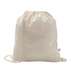 Drawstring backpack in recycled cotton and polyester, 150 g/m2 natural colour