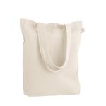 Recycled cotton-polyester bag with long handles, 280 g/m2 natural colour third view