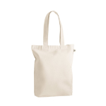 Recycled cotton-polyester bag with long handles, 280 g/m2 natural colour