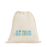 Natural drawstring backpack made entirely of cotton, 140 g/m2 main view