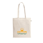 Organic cotton shopping bag with long handles, 180 g/m2 natural colour image with logo