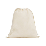 Drawstring backpack made from organic cotton with handles, 140 g/m2 natural colour