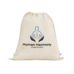 Drawstring backpack made from organic cotton with handles, 140 g/m2 natural colour image with logo