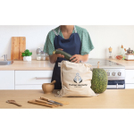 Drawstring backpack made from organic cotton with handles, 140 g/m2 still life view