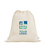 Drawstring backpack made from organic cotton with handles, 140 g/m2 main view