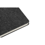 Recycled felt notebook with semi-hard cover, A5 lined pages dark grey colour fourth view