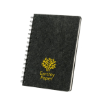 Recycled felt notebook with semi-hard cover, A5 lined pages dark grey colour image with logo