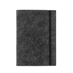 Notepad with recycled felt cover, A5 lined pages dark grey colour first view