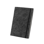 Notepad with recycled felt cover, A5 lined pages dark grey colour