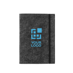 Notepad with recycled felt cover, A5 lined pages main view