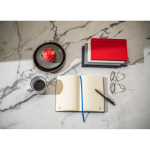 Partially recycled hardcover notebook, A5 lined pages still life view