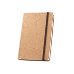 Cork-covered notebook with elastic band and pen holder, A5 plain pages natural colour