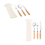 Set of 3 cutlery pieces in acacia wood and stainless steel various colours