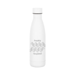 Stainless steel thermal bottle with leak-proof lid, 520 ml white colour image with logo
