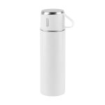 Double-wall stainless steel bottle with matte finish, 490 ml white colour first view