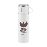 Double-wall stainless steel bottle with matte finish, 490 ml white colour image with logo