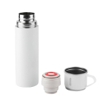 Double-wall stainless steel bottle with matte finish, 490 ml white colour