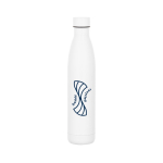 Vacuum-insulated double-wall stainless steel bottle, 1L white colour image with logo