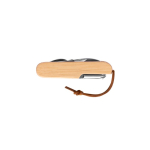 Bamboo and stainless steel multi-tool knife with cord natural colour third view