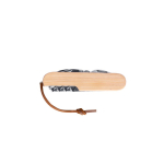 Bamboo and stainless steel multi-tool knife with cord natural colour fourth view