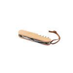 Bamboo and stainless steel multi-tool knife with cord natural colour