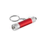 Partially recycled aluminium keyring with 3-mode LED torch red colour