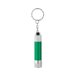 Partially recycled aluminium keyring with 3-mode LED torch green colour first view
