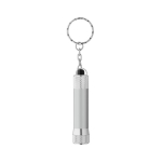 Partially recycled aluminium keyring with 3-mode LED torch matt silver colour first view