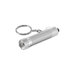 Partially recycled aluminium keyring with 3-mode LED torch matt silver colour