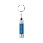 Partially recycled aluminium keyring with 3-mode LED torch royal blue colour image with logo 2