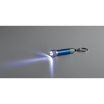 Partially recycled aluminium keyring with 3-mode LED torch royal blue colour third view