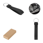 Elegant PU keyring with metal ring and kraft paper box various colours