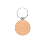 Round keyring in natural beech wood with metal ring natural colour first view