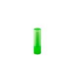 Vegan lip balm with vanilla scent in a transparent case light-green colour first view