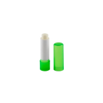 Vegan lip balm with vanilla scent in a transparent case light-green colour