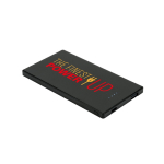 Slim and durable stainless steel power bank, 5,000 mAh black colour image with logo